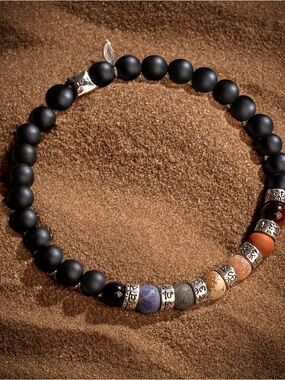 Karma and Luck Matte Onyx Jasper Chakra Barrel Bracelet